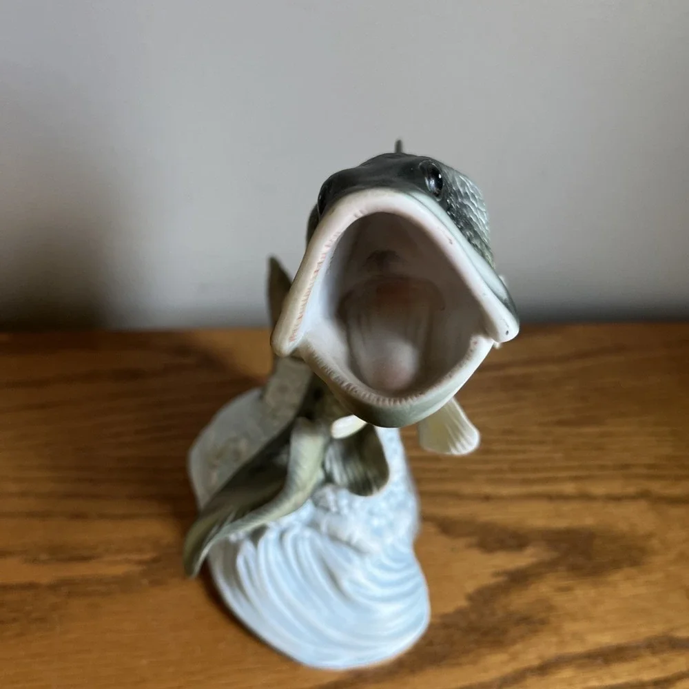 Vintage 1988 Homco Masterpiece Porcelain Figurine Large Mouth Bass Fish